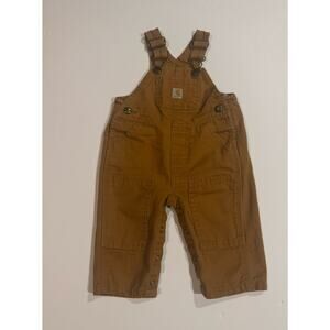 Carhartt Baby Brown Duck Canvas Bib Overalls 6M Snap Leg Workwear Infant
